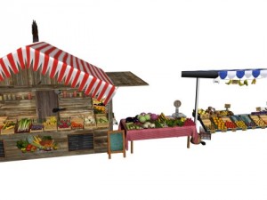 3 farmers market stands 3D Model