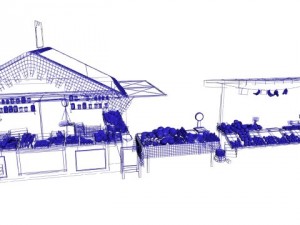 3 farmers market stands 3D Model