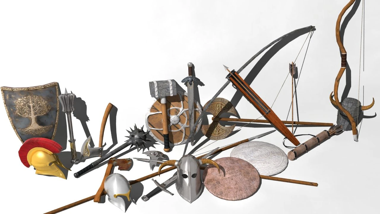 wepons and shields 3D Model .c4d .max .obj .3ds .fbx .stl .blend 