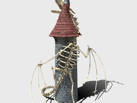 Dragon skeleton watch tower 3D Model