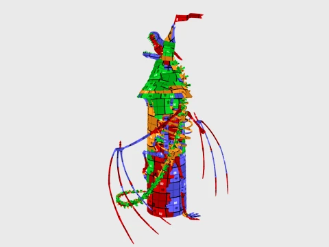 Dragon skeleton watch tower 3D Model