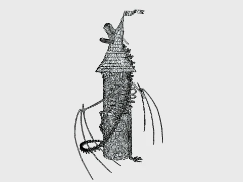 Dragon skeleton watch tower 3D Model