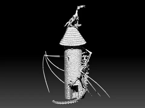 Dragon skeleton watch tower 3D Model