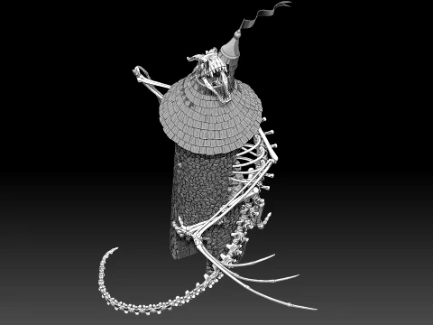 Dragon skeleton watch tower 3D Model