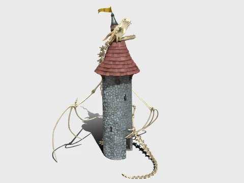 Dragon skeleton watch tower 3D Model