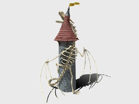 Dragon skeleton watch tower 3D Model