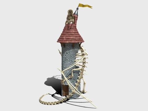 Dragon skeleton watch tower 3D Model