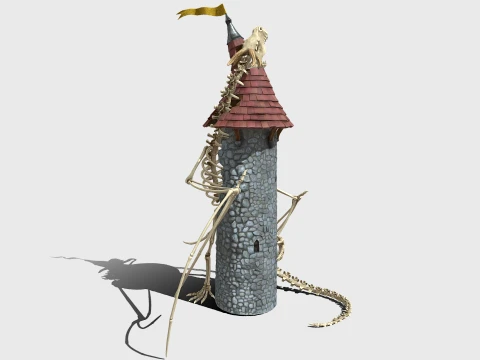 Dragon skeleton watch tower 3D Model
