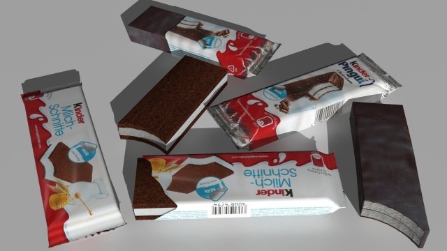 kinder milch schnitte and pingui chocolate Model 3D .c4d .max .obj .3ds .fbx .stl .blend 