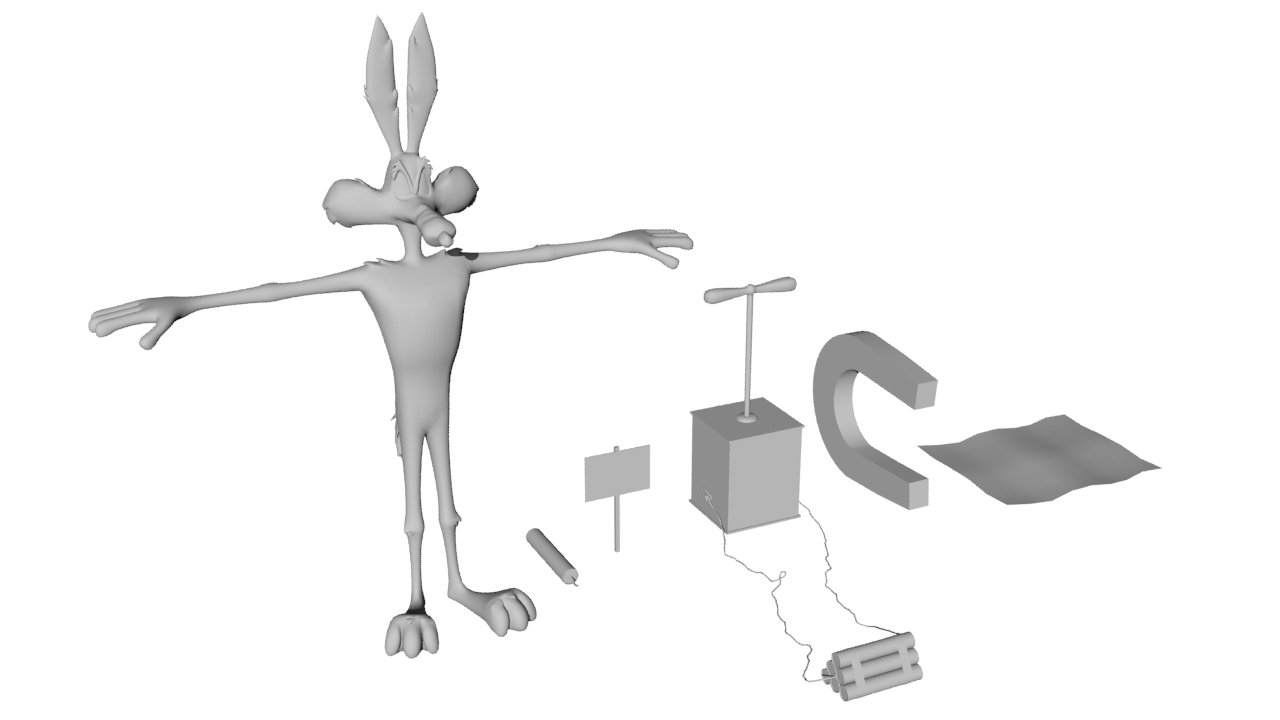 Wile e coyote 3D Model in Cartoon 3DExport