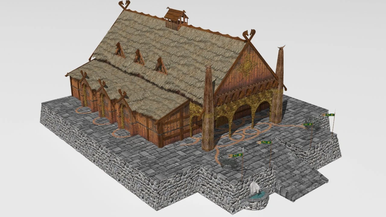 Golden hall of Meduseld 3D Model .c4d .max .obj .3ds .fbx .stl .blend 