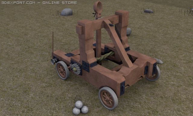 roman catapult onager 3D Model .c4d .max .obj .3ds .fbx .stl .blend 