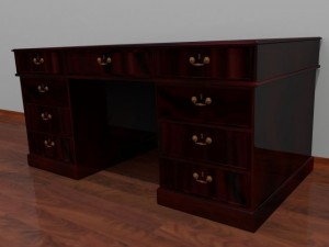 dark wood desk 3D Model