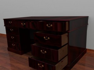 dark wood desk 3D Model