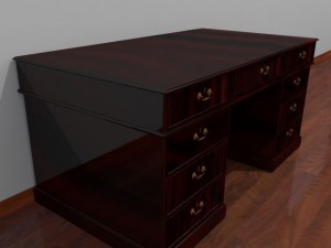 dark wood desk 3D Model