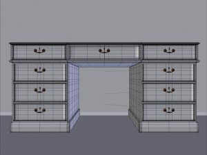 dark wood desk 3D Model