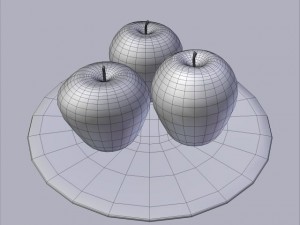 apples on plate 3D 모델
