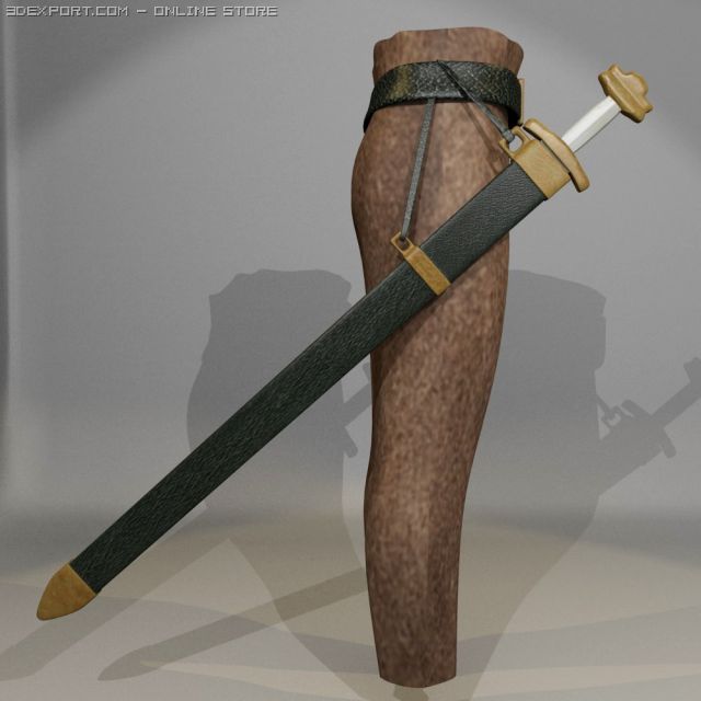 long sword with belt 3D Model .c4d .max .obj .3ds .fbx .stl .blend 