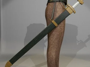 बेल्ट के साथ लंबी तलवार 3D मॉडल