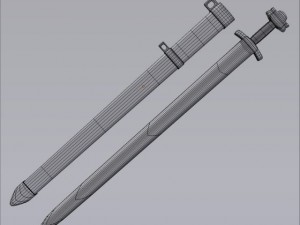 long sword with belt 3D Model