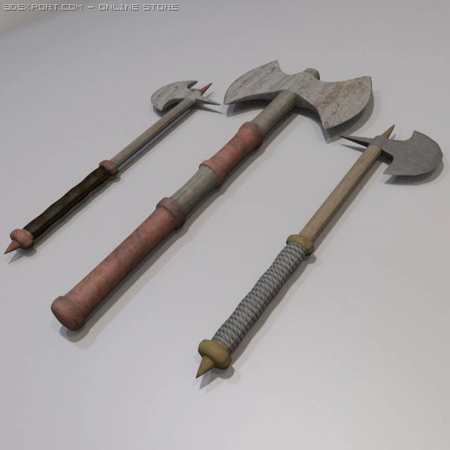 colecci&oacute;n de hachas de batalla Modelo 3D .c4d .max .obj .3ds .fbx .stl .blend 