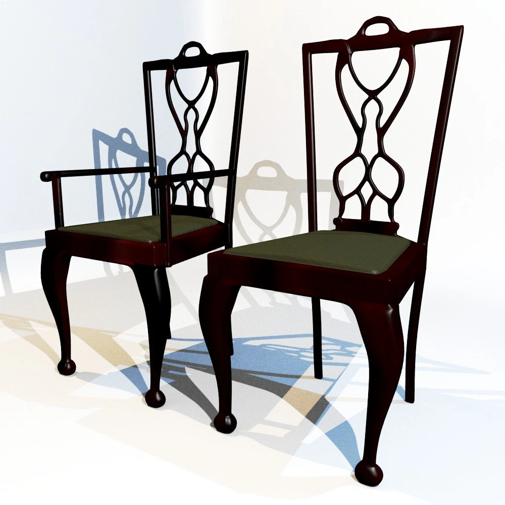 dining chair set 3D Model .c4d .max .obj .3ds .fbx .stl .blend 