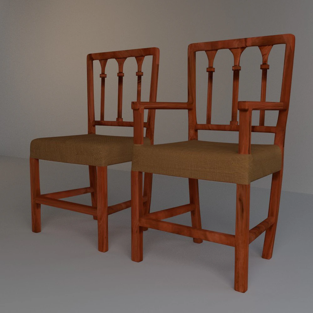 victorian dining chair set 3D Model .c4d .max .obj .3ds .fbx .stl .blend 