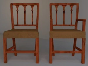 victorian dining chair set 3D Model