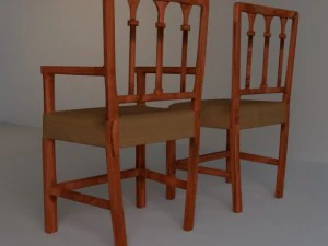 victorian dining chair set 3D Model