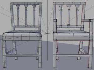 victorian dining chair set 3D Model