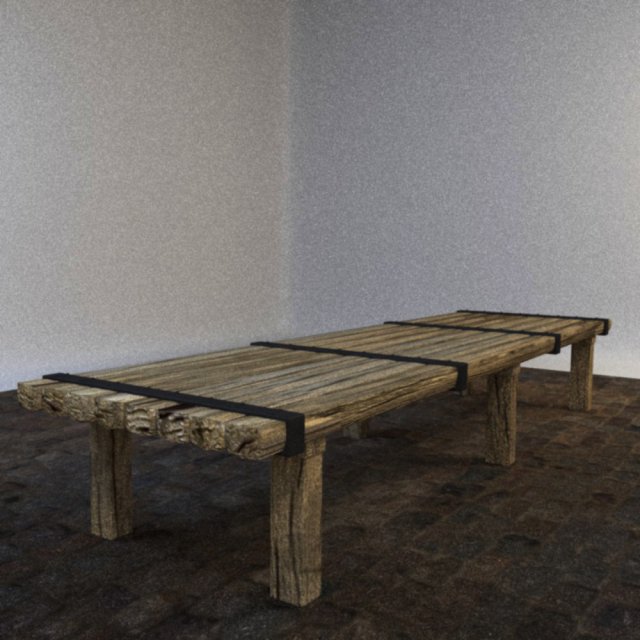 rough wooden table 3D Модель .c4d .max .obj .3ds .fbx .stl .blend 