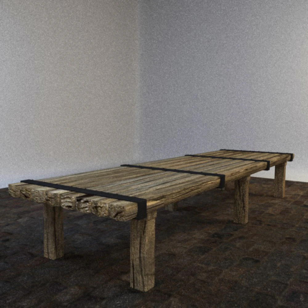rough wooden table 3D Model .c4d .max .obj .3ds .fbx .stl .blend 