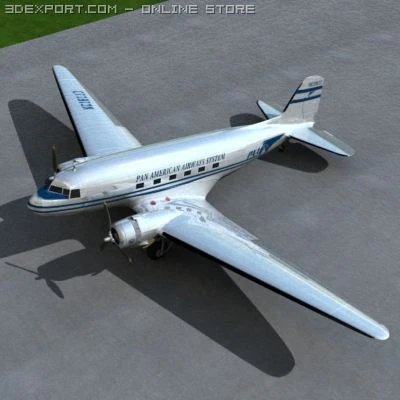 douglas dc3 panam 3D Model .c4d .max .obj .3ds .fbx .stl .blend 