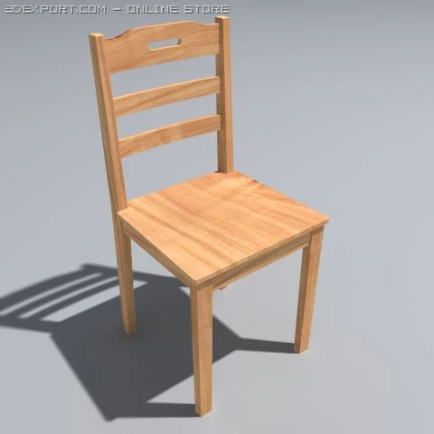 wooden chair 3D Model .c4d .max .obj .3ds .fbx .stl .blend