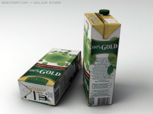 juice carton pack 100 gold 3D 모델