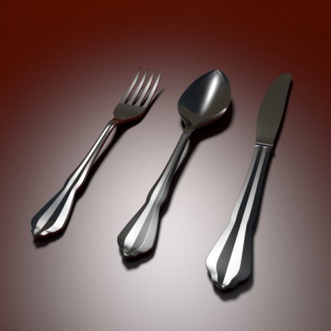 tableware spoon fork knife 3D 模型 .c4d .max .obj .3ds .fbx .stl .blend 