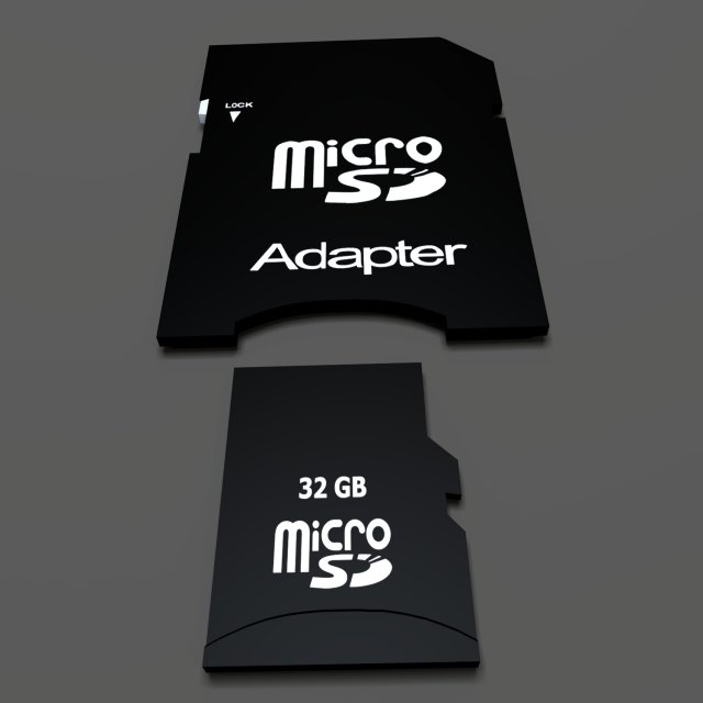sd card and adapter Model 3D .c4d .max .obj .3ds .fbx .stl .blend 