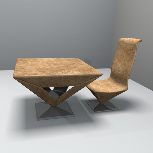 pyramid table and chair 3D Model .c4d .max .obj .3ds .fbx .stl .blend 