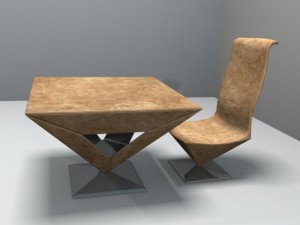 pyramid table and chair 3D Model