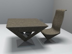 pyramid table and chair 3D Model