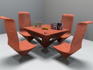pyramid table and chair 3D Model