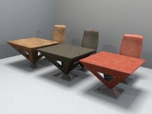 pyramid table and chair 3D Model