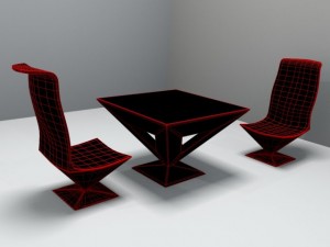 pyramid table and chair 3D Model