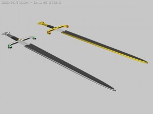 twin hand and a half swords Model 3D