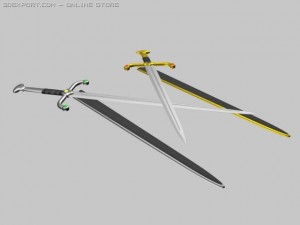twin hand and a half swords 3D Model