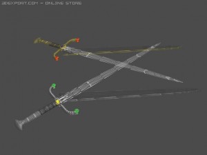 twin hand and a half swords 3D Model