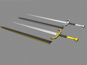 twin hand and a half swords 3D Model