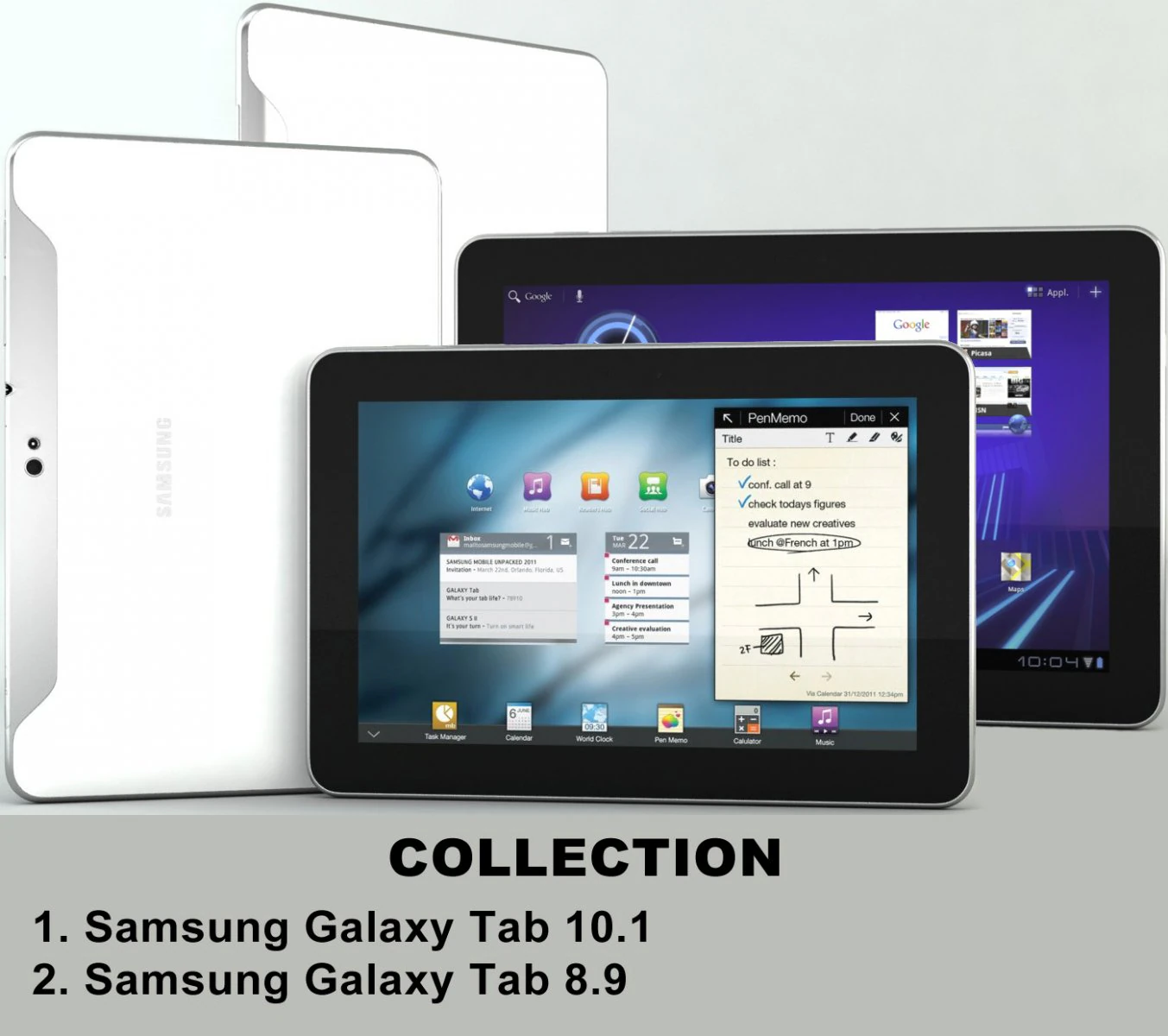 samsung galaxy tab collection 3D Model .c4d .max .obj .3ds .fbx .stl .blend