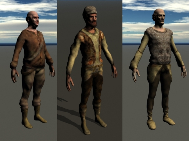 peasant mens 3 model pack 3D 模型 .c4d .max .obj .3ds .fbx .stl .blend