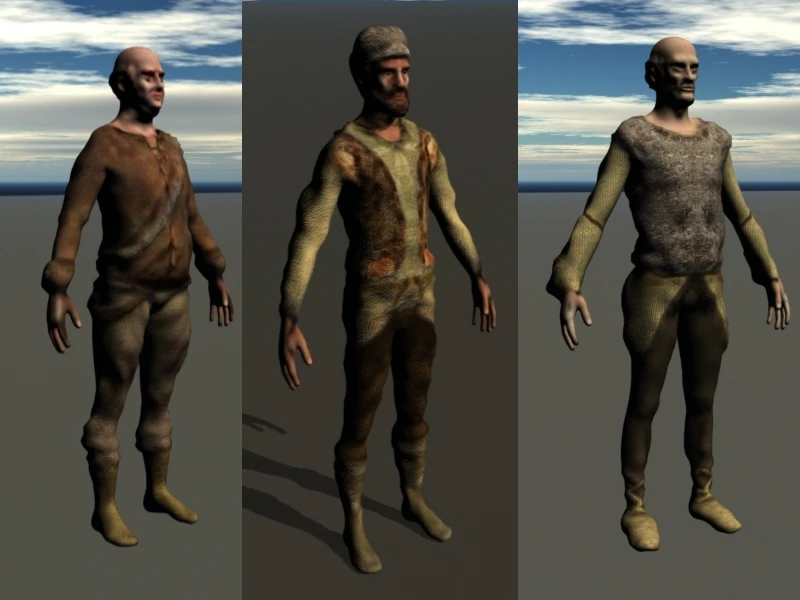 peasant mens 3 model pack 3D Model .c4d .max .obj .3ds .fbx .stl .blend 